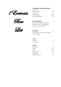 L'ecrivain Bar List