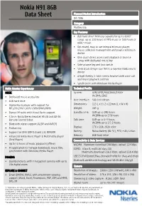 Nokia N91 8GB Data Sheet