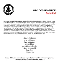 OTC DOSING GUIDE Benadryl