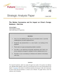 The Wuhan Coronavirus and Its Impact on China's Foreign Relations