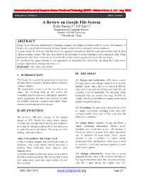 A Review on GOOGLE File System