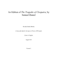 An Edition of the Tragedie of Cleopatra, by Samuel Daniel