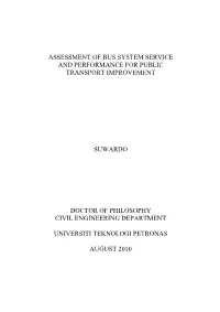 Assessment of Bus System Service and Performance for Public Transport Improvement