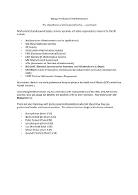Being a Professional Mathematician the Importance of Professional