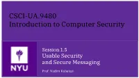 CSCI-UA.9480 Introduction to Computer Security