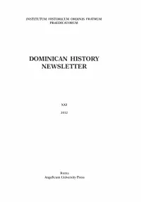 Dominican History Newsletter