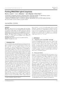 Folding RNA/DNA Hybrid Duplexes