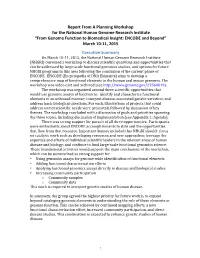 Functional Genomics Workshop Report