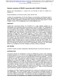 Genetic Variants of PIEZO1 Associate with COVID-19 Fatality
