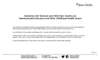 Guidelines for Schools and Child Care Centres on Communicable