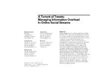 Managing Information Overload in Online Social Streams