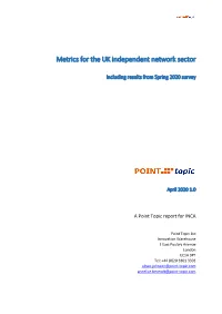 Metrics for the UK Independent Network Sector