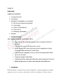 Module 09 Colour Index TABLE of CONTENTS 1. Learning Outcomes