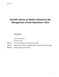 Scientific Advice on Matters Related to the Management of Seal Populations: 2015