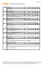 Sydney Program Guide