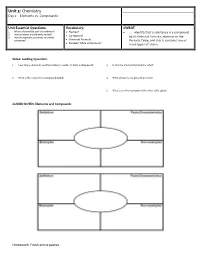 Unit 3: Chemistry Day 2 – Elements Vs