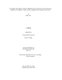 An Analysis of the Impacts Extractive Industries Have on African Ape Conservation and Community Development - Trends Towards Community Involvement in Conservation