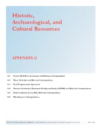 Appendix G Historic, Archaeological, and Cultural Resources Part1