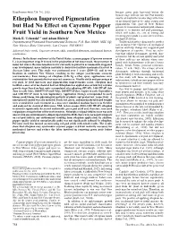 Ethephon Improved Pigmentation but Had No Effect on Cayenne Pepper