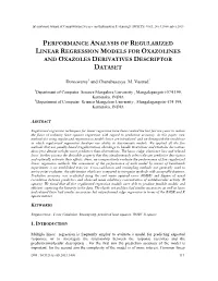 Performance Analysis of Regularized Linear Regression Models for Oxazolines and Oxazoles Derivatives Descriptor Dataset