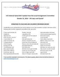 UCC General Synod 2017 Update from the Local Arrangements Committee October 31, 2016 – 241 Days Until Synod!