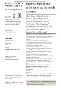 Bushmeat Hunting and Extinction Risk to the World’S Rsos.Royalsocietypublishing.Org Mammals