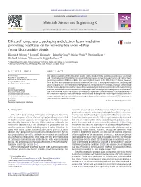 Effects of Temperature, Packaging and Electron Beam Irradiation Processing Conditions on the Property Behaviour of Poly (Ether-Block-Amide) Blends