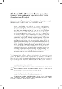 Mitochondrial DNA of Protohistoric Remains of an Arikara Population from South Dakota: Implications for the Macro- Siouan Language Hypothesis