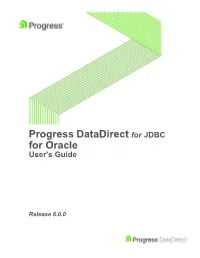 Progress Datadirect for JDBC for Oracle User's Guide