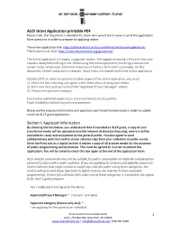 ALCF Grant Application Printable PDF Section I: Applicant Information