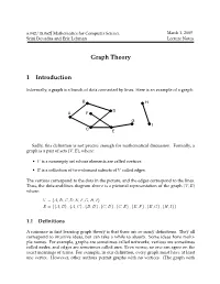 Graph Theory 1 Introduction
