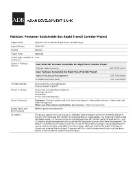 Peshawar Sustainable Bus Rapid Transit Corridor Project