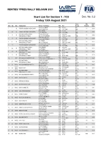 Start List for Section 1 - TC0 Doc