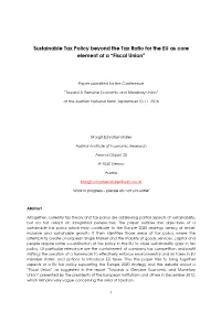 Sustainable Tax Policy Beyond the Tax Ratio for the EU As Core Element of a “Fiscal Union”