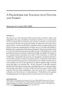 A Framework for Teaching with Twitter and Storify