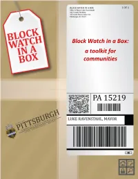 Block Watch in a Box: a Toolkit for Communities