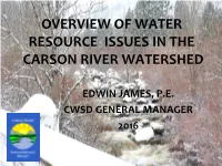 Overview of Water Resource Issues in the Carson River Watershed