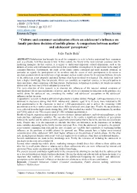 Research Paper Open Access “Culture and Consumer Socialization