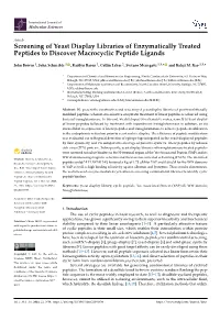 Screening of Yeast Display Libraries of Enzymatically Treated Peptides to Discover Macrocyclic Peptide Ligands