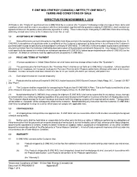 Terms and Conditions of Sale Effective From