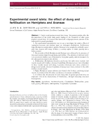 The Effect of Dung and Fertilisation on Hemiptera and Araneae