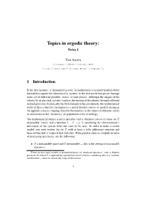 Topics in Ergodic Theory: Notes 1