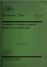 A Bibliography of Experimental Saturation Properties of the Cryogenic Fluids1