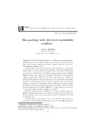 Bin Packing with Directed Stackability Conflicts