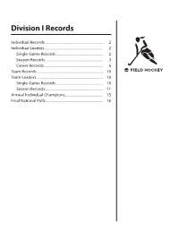 Division I Records