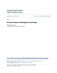 Electronic Resource Management and Design