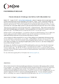 FOR IMMEDIATE RELEASE Charles Schwab & Al Geiberger Join