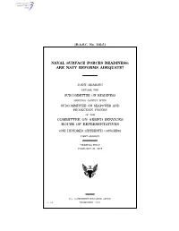 Naval Surface Forces Readiness: Are Navy Reforms Adequate?