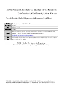 Structural and Biochemical Studies on the Reaction Mechanism of Uridine–Cytidine Kinase