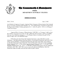The Commonwealth of Massachusetts —— DEPARTMENT of PUBLIC UTILITIES